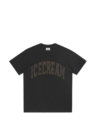 Icecream Round-neck Logo T-shirt In Black