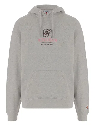 Icecream Logo-embroidered Cotton Hoodie In Gray