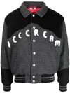 Icecream Logo-embroidered Varsity Jacket In Grey