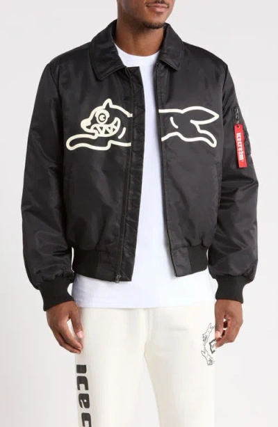 Icecream Logo Nylon Flight Jacket In Black