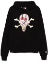 Icecream Cones And Bones Cotton Hoodie In Black
