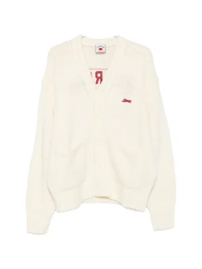 Icecream Knit Cardigan V Neck Front Pockets In Neutral