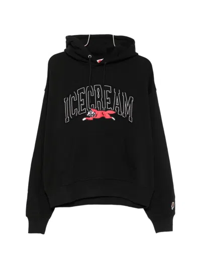 Icecream Logo-patch Drawstring Hoodie In Black