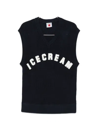 Icecream Logo-patch V-neck Vest In Black