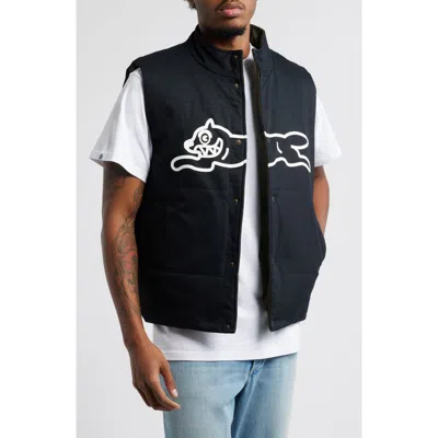 Icecream Logwood Reversible Quilted Vest In Black