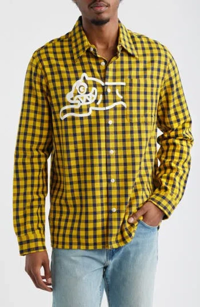 Icecream Mean Gene Long Sleeve Button-up Shirt In Yellow