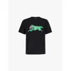 Icecream Mens Black Running Dog Branded-print Cotton-jersey T-shirt In Black