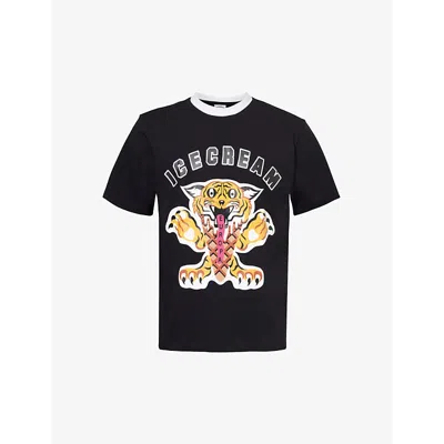 Icecream Mens Black Tiger Graphic-print Cotton-jersey T-shirt