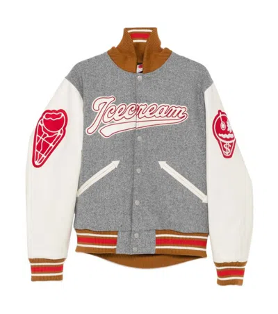 Icecream Grey Logo Bomber Jacket In Gray