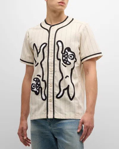 Icecream Men's Running Dog Baseball Shirt In Antique White