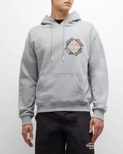 Icecream Embroidered Cotton Graphic Hoodie In Quarry