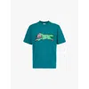 Icecream Mens Teal Running Dog Branded-print Cotton-jersey T-shirt
