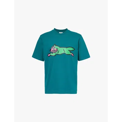 Icecream Mens Teal Running Dog Branded-print Cotton-jersey T-shirt In Teal