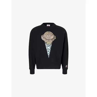 ICECREAM MENS BLACK CONE CREWNECK COTTON-JERSEY SWEATSHIRT XS