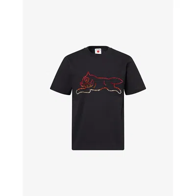 Icecream Mens Black Crystal Running Dog Cotton-jersey T-shirt