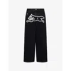 Icecream Mens Black Running Dog Triple Scoop Wide-leg Denim-blend Jeans In Black