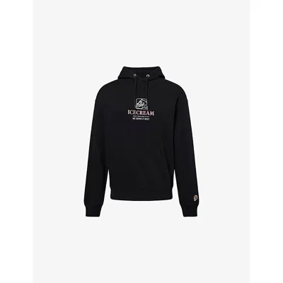 Icecream Mens Black Serve It Best Popover Embroidered Cotton-jersey Hoody Xl