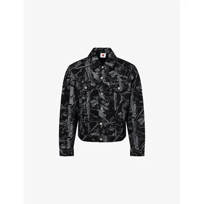 Icecream Mens Black Tree Camo Regular-fit Denim Trucker Jacket