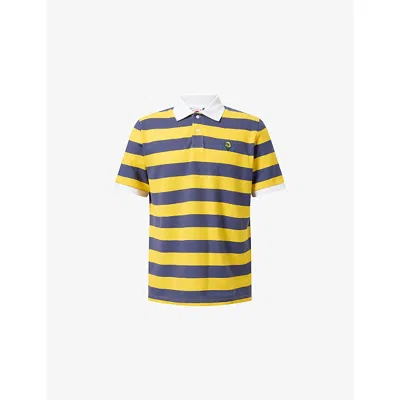 Icecream Mens Cones & Bones Striped Cotton Polo Shirt Blue Yellow Stripe In Multi
