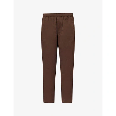 Icecream Mens Brown Branded-tab Straight-leg Mid-rise Cotton Trousers