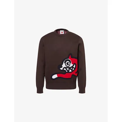 Icecream Mens Brown Running Dog Cotton-knit Jumper