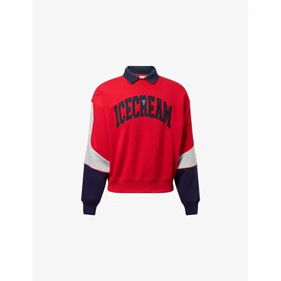 Icecream Mens Collared Warm-up Cotton-jersey Sweatshirt In Multi