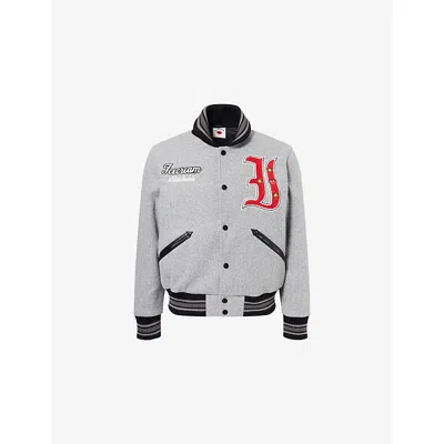 Icecream Mens Grey Mascot Varsity Regular-fit Woven Jacket In Gray