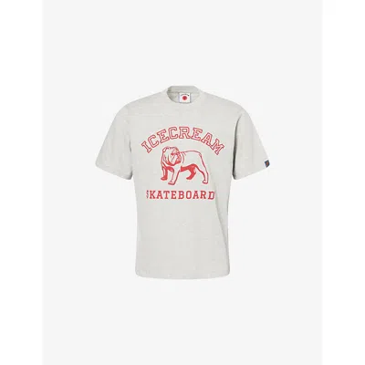 Icecream Mens Heather Grey Bulldog Crewneck Cotton-jersey T-shirt In Gray