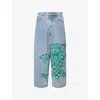 Icecream Mens Heavy Wash Blue Triple Scoop Wide-leg Denim Jeans In Blue