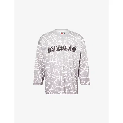 Icecream Mens  Cracked Ice Hockey Long-sleeves Woven T- Shirt In Multi