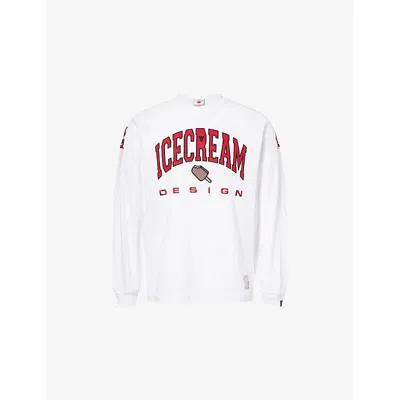 Icecream Mens  Design Long-sleeve Graphic Cotton-jersey T-shirt In White