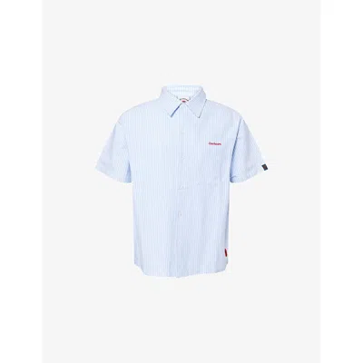 Icecream Mens Blue Stripe Diner Striped Cotton Shirt