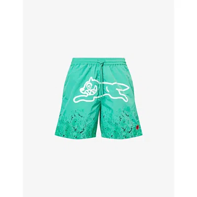 Icecream Mens  Snakeskin Running Dog Swim Shorts In Green