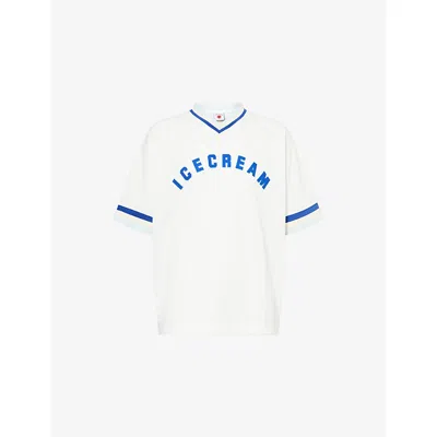 Icecream Logo V-neck Sports Jersey In White
