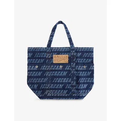 Icecream Mens Logo-print Denim Tote Bag Indigo Xs