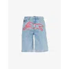 Icecream Running Dog Denim Shorts In Light Wash Blue