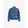 Icecream Mens Mid Wash Mascot Embroidered Denim Jacket In Blue