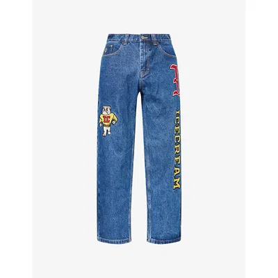 Icecream Mens Mid Wash Mascot Straight-leg Denim Jeans In Blue