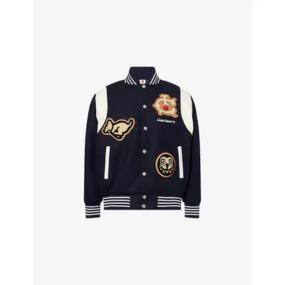 Icecream Mens Navy Collegiate Patch Brushed-fleece Varsity Jacket