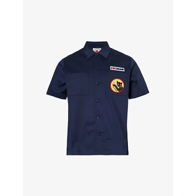 Icecream Waitress Brand-appliqué Stretch-cotton Shirt In Navy