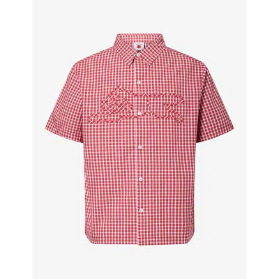 Icecream Mens Running Dog Check Cotton Shirt Red Check