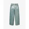 Icecream Mens Vintage Wash Running Dog Triple Scoop Wide-leg Denim Jeans In Blue