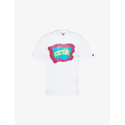 Icecream Mens Block Brand-print Cotton-jersey T-shirt White