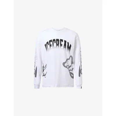 Icecream Mens Halftone Multi-logo Cotton T-shirt White