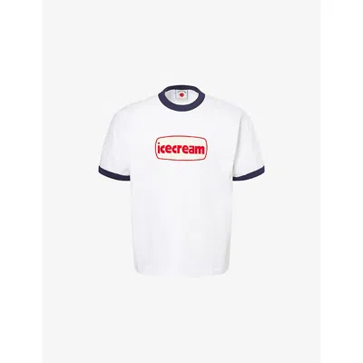 Icecream Mens White Tub Ringer Oversized Cotton T-shirt In Multi