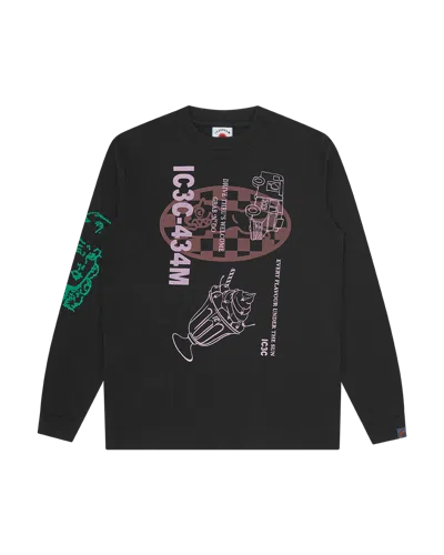 Icecream Kids' Multi Graphic Ls T-shirt In Black