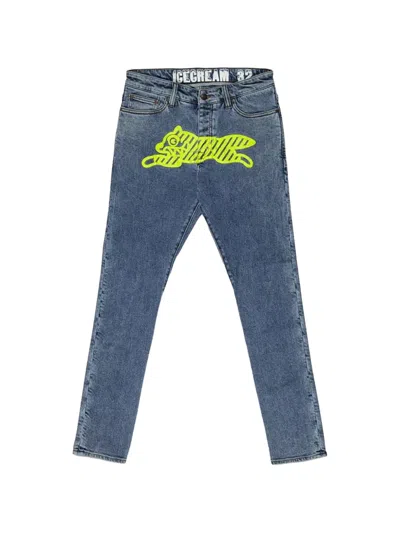 Icecream Neon-graphic Jeans In Blue