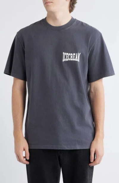 Icecream Options Oversize Cotton Graphic T-shirt In Gray