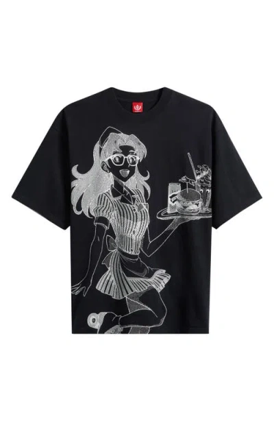Icecream Order Up Cotton Jersey Graphic T-shirt In Black