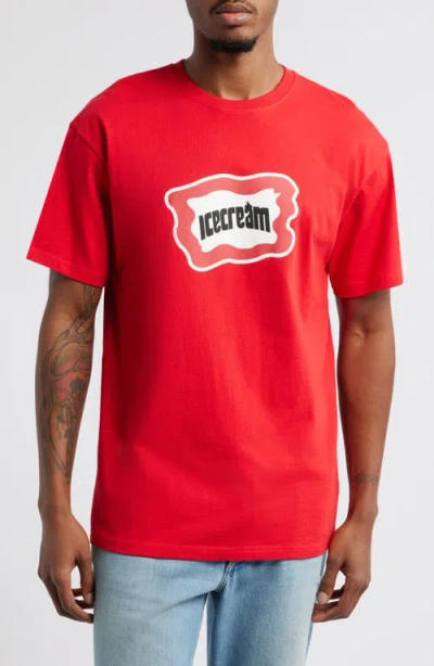 Icecream Outline Logo Graphic T-shirt In Racing Red